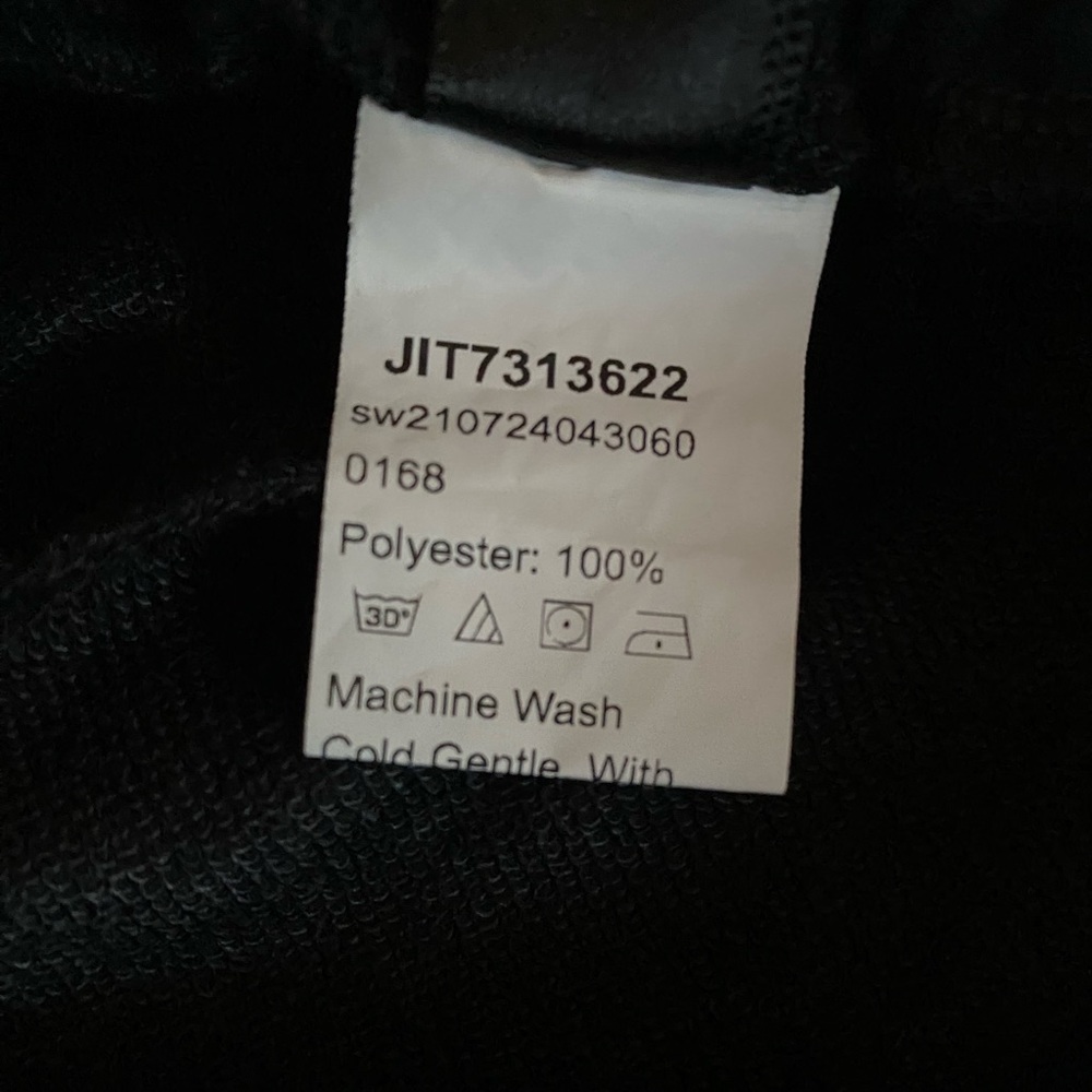 Black wide leg sweatpants embellished panel elastic waist drawstring size 6 - Picture 6 of 6
